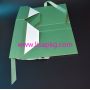 Green custom folding box with ribbon