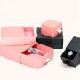 Custom black paper jewelry box with drawer style 