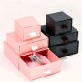 Custom black paper jewelry box with drawer style 
