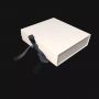 Custom white strong magnetic folding paper box with black ribbon closure