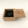 Custom square engraved bamboo coin storage box