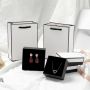 Custom white jewelry packaging paper box bags with black trim