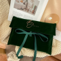 Green Velvet Dust Pouch Custom Logo Elegant Envelope for Clothes Gemstone Packing Screen Printed Hair Jewelry Gift