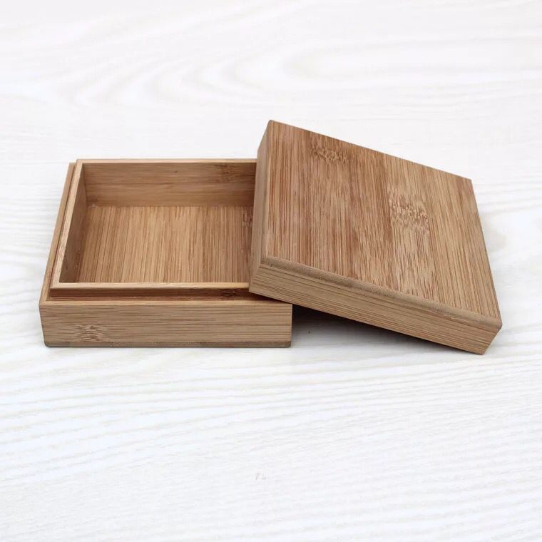 Custom Storage Gift Square Packaging Bamboo Wooden Box With Lids