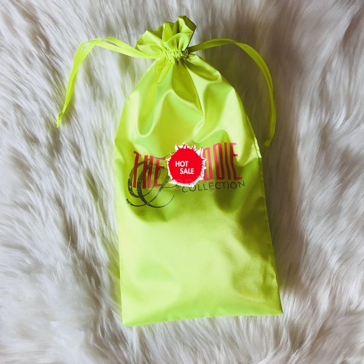 Custom Promotion 20X30 lime Green Premium Fabric Satin String Bag