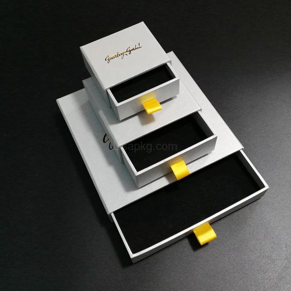 Custom logo printed velvet paper sliding packaging jewelry box 