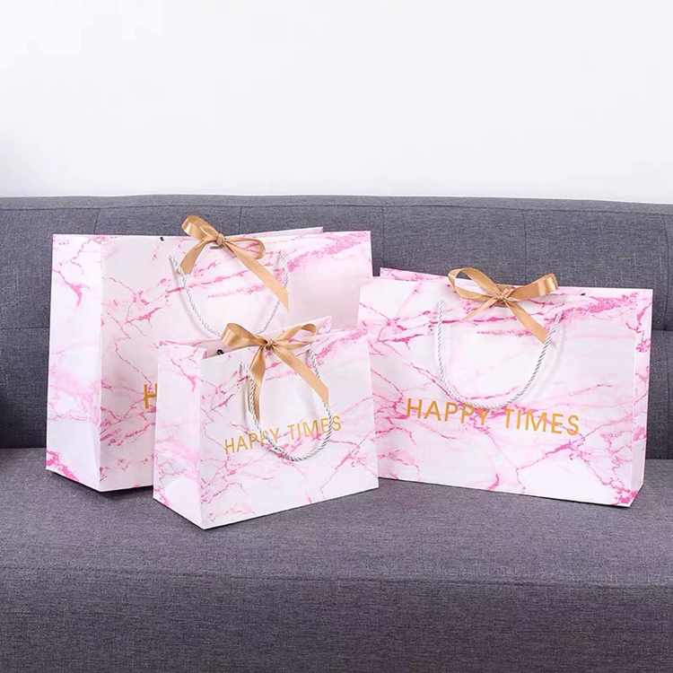 Custom logo Chic Pink Elegant Marble Large Gift Bag