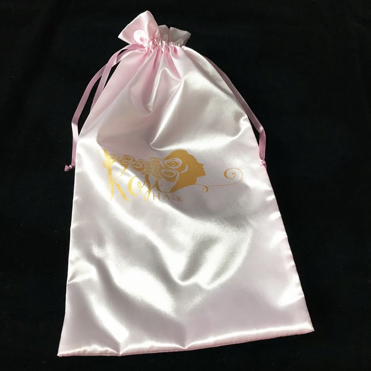 100 Custom Pink Silk Satin Hair Extensions Packaging Bags