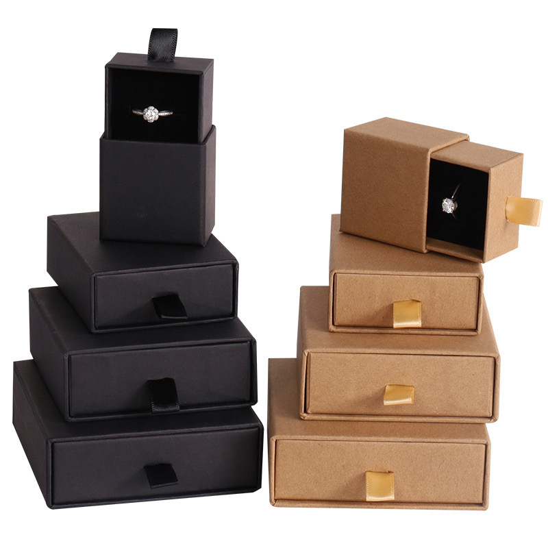 Custom kraft black jewelry sets packaging box with logo