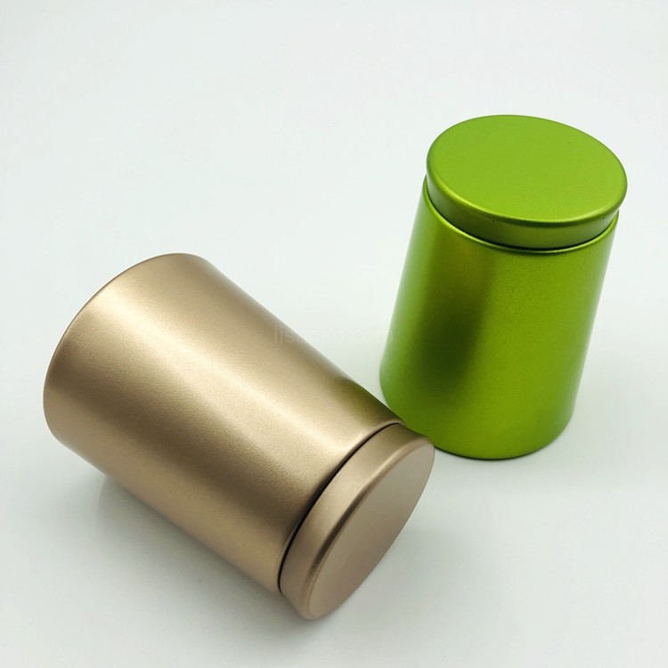 Gold Green round metal box with custom logo printing