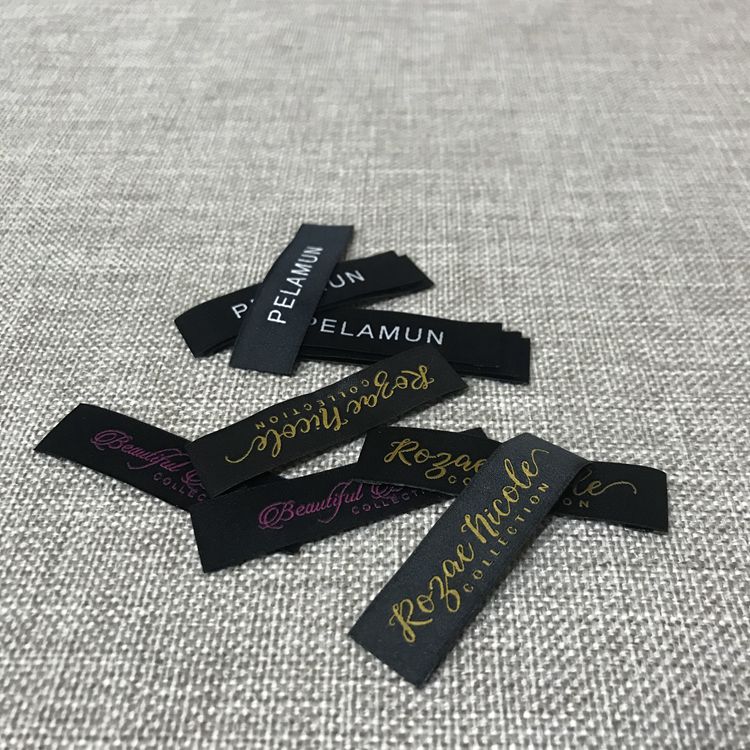 Custom black neck label main label clothing label for garment