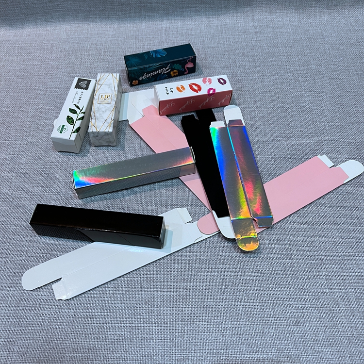 Holographic shiny lipgloss box packaging custom
