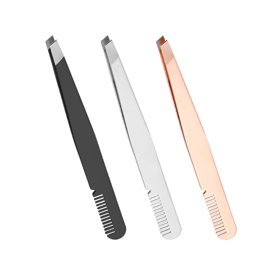 Custom logo Stainless steel eyebrow trimming clip with eyebrow comb dual-purpose eyebrow clip with comb 