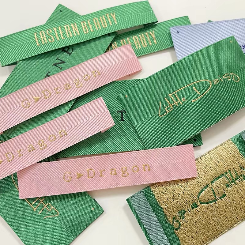Custom made high-end high-density woven labels neck labels with your brand for clothing wig hair 