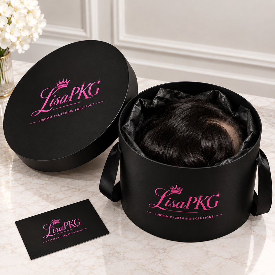 Custom Round Wig Packaging Boxes for Hair Brands | Luxury Cylindrical Boxes