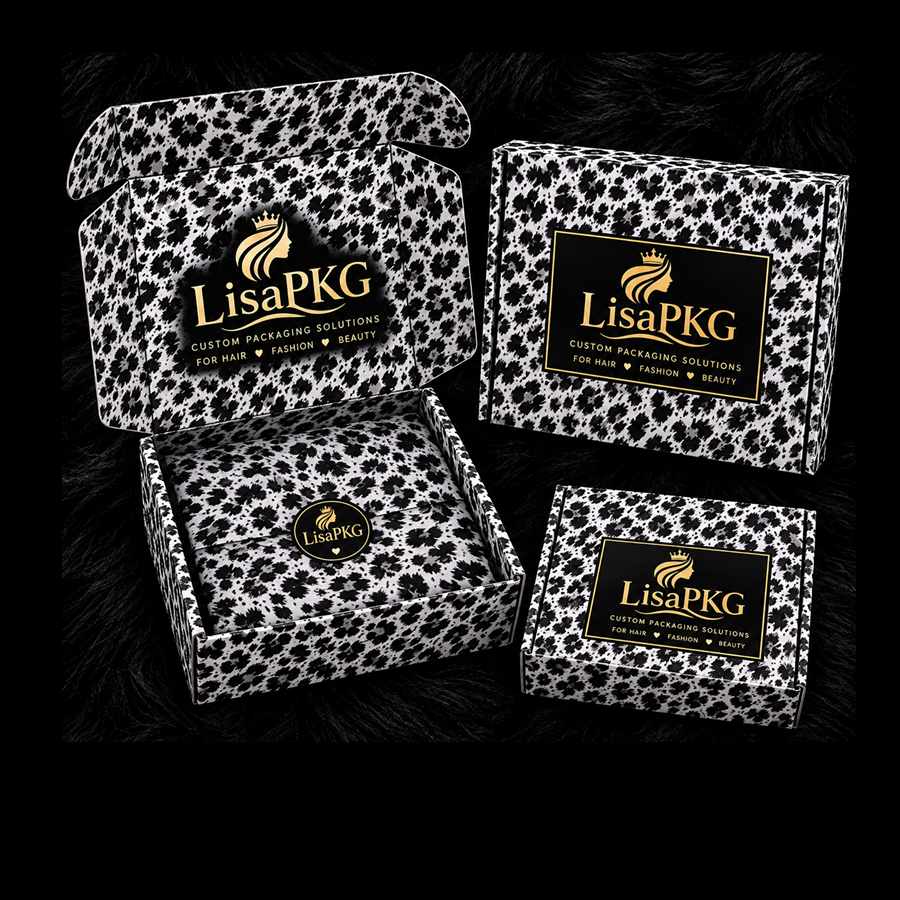 Custom Leopard Print Hair Packaging Shipping Boxes for Wigs & Beauty Brands