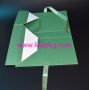 Big blue gift boxes packaging with ribbon close