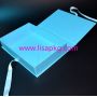 Blue ribbon folding gift box with black logo