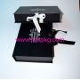 Black men's bikini gift box with white logo and ribbon 