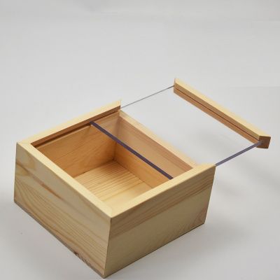 Wholesale new desgin cheap customized transparent slid lid pine wooden box