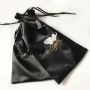 Custom Luxury Black Thick Silk Satin Drawstring Bundle Dust Hair Extension Bag with Logo Printing