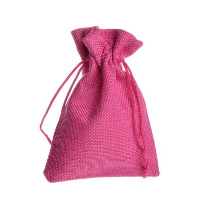 Hot pink jute pouch bag for jewelry or gifts 