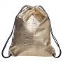 Fashion Metallic green and Gold PU Leather Waterproof Drawstring Dust Pouch Backpack Bag