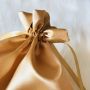 Drawstring gold bags for hair extensions free design costom logo satin bag