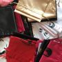 Drawstring gold bags for hair extensions free design costom logo satin bag