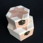 Custom color matching hexagonal wooden jewelry box with mirror 
