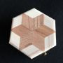Custom color matching hexagonal wooden jewelry box with mirror 