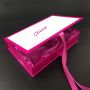 Hot pink custom strong empty perfume boxes with satin filling and ribbon