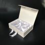 Custom black marble design packaging gift box with rope handle 