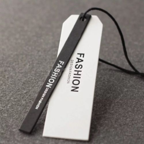 Custom large and small garment hang tag with plastic seal string