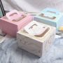 Custom printing cardboard paper cake packaging box with handle