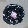 Personality Silk Satin Hair Bonnet With Colorful Logo