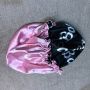 Personality Silk Satin Hair Bonnet With Colorful Logo