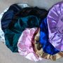 Custom Gold single layer bonnet satin silk with wide band