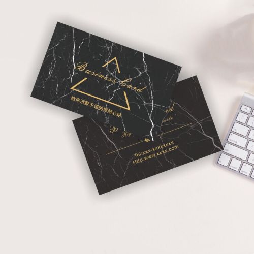 Custom Black marble business paper printing with brand