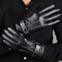 Black leather pu winter glovers for man and woman