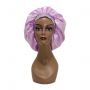 Custom hot pink satin bonnets with bling rhinestone and logo
