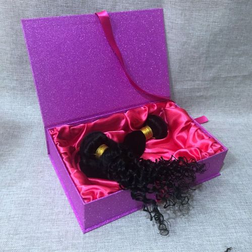 Custom pink paper gift glitter wig boxes packaging with logo 