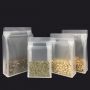 Custom logo matte frosted Clear stand up food bags with zip lock 