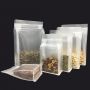 Custom logo matte frosted Clear stand up food bags with zip lock 