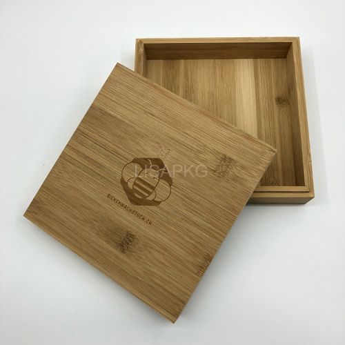 Custom engraved logobamboo wooden jewelry box with lid