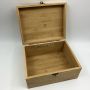 Custom large solid wooden storage box with hinged lid