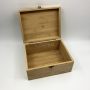 Custom large solid wooden storage box with hinged lid