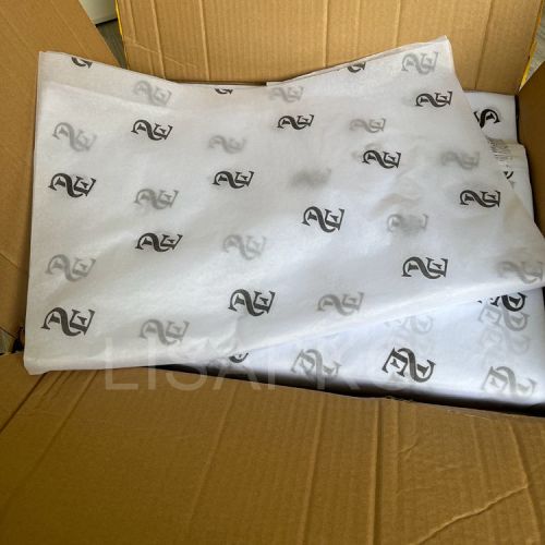 Custom gold foil logo printed wrapping white tissue paper for clothing