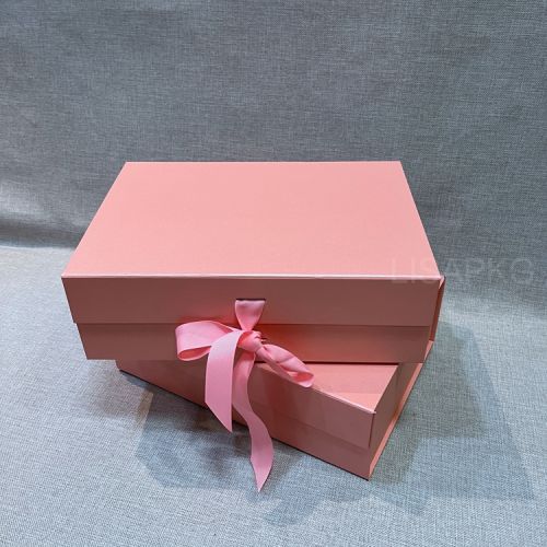Custom folding pink paper gift packaging box for hair wig clothing boutique shoes beauty