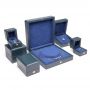 High-end custom logo blue color PU leather jewelry gift packaging set boxes for Luxury jewellery